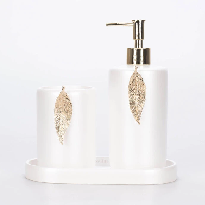 Leaf Banyo Seti İnci Altın 6