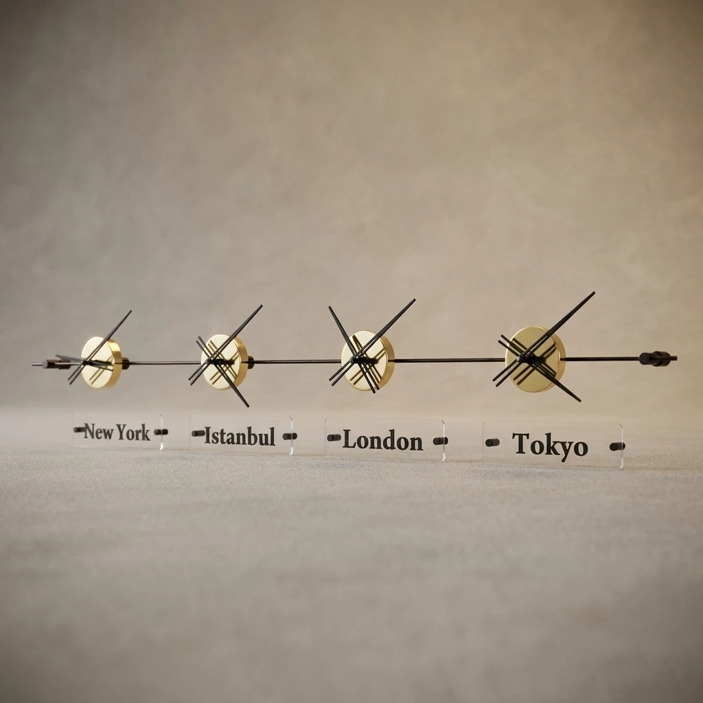 Worldclock4 Gold Siyah Duvar Saati 1