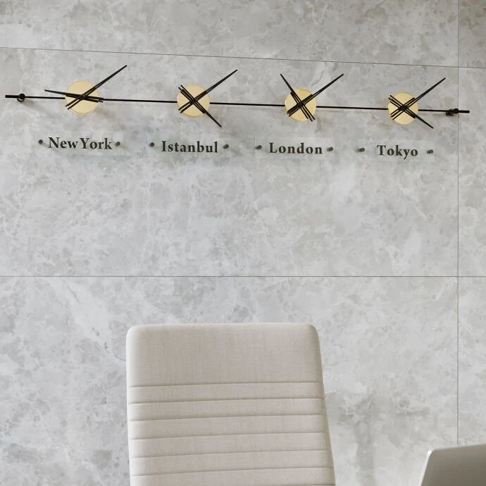 Worldclock4 Gold Siyah Duvar Saati 5