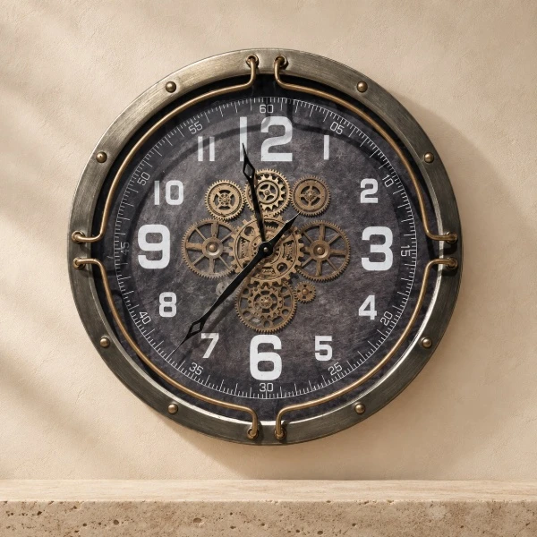 Çarklı  Metal Duvar Saati CM24124 1