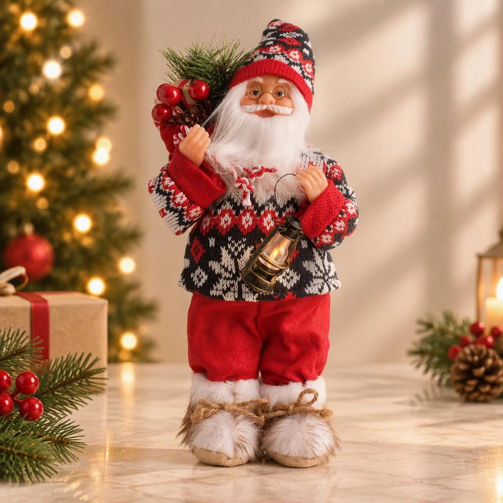 TH Noel Baba Ayakta Duran Çantalı Fener30Cm 1