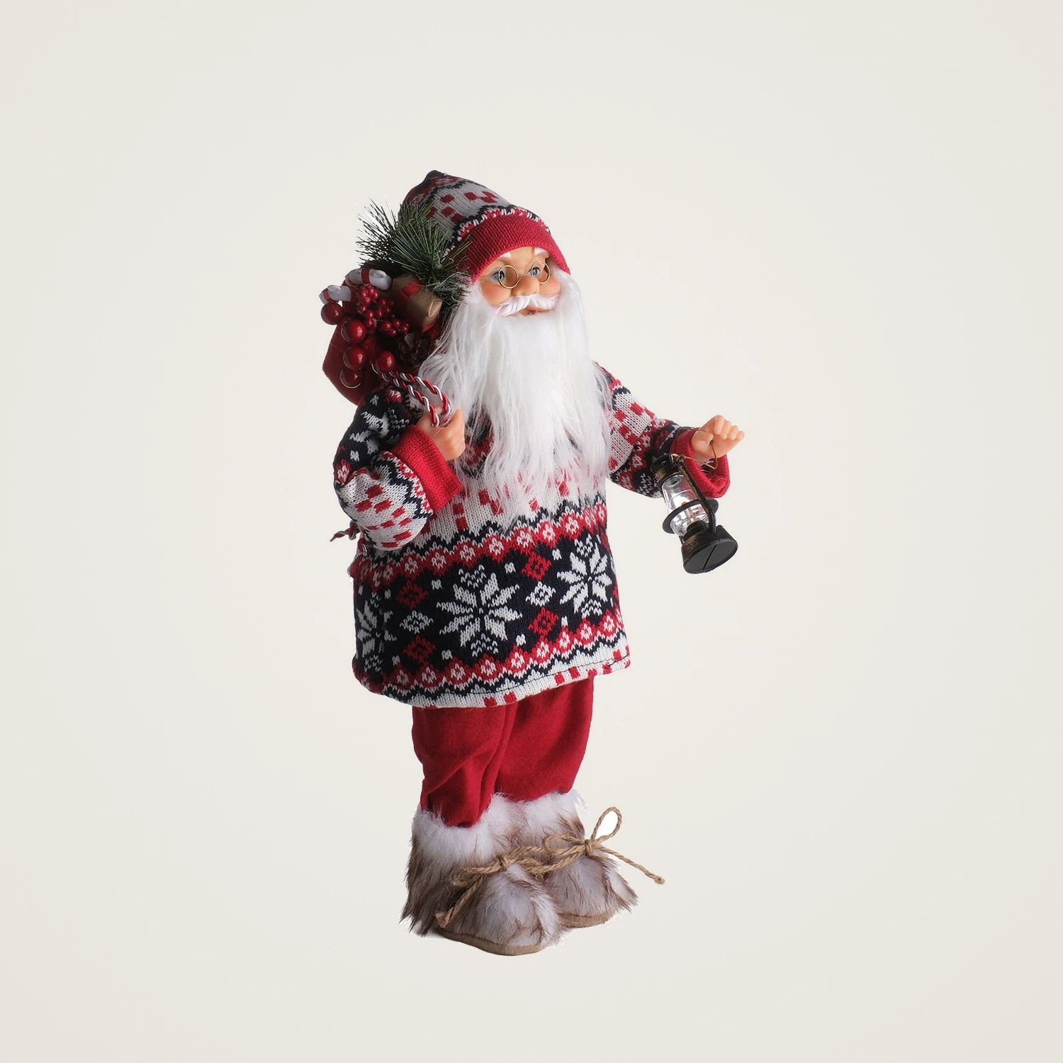 TH Noel Baba Ayakta Duran Çantalı Fener45Cm 4