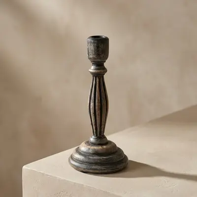TH Black Natural Dekoratif Şamdan Küçük