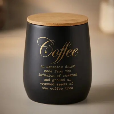TH Galvaniz Bambu Kapak Coffee Saklama Kutu
