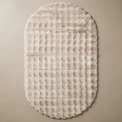 Yumuşak Tavşan Post Halı Oval Taş