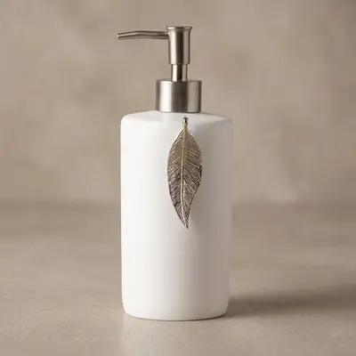 Leaf Sıvı Sabunluk Beyaz Gümüş