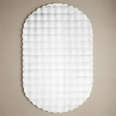 Yumuşak Tavşan Post Halı Oval Beyaz