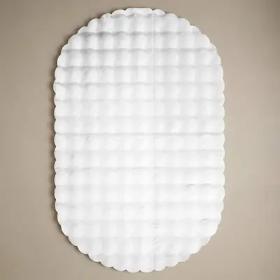 Yumuşak Tavşan Post Halı Oval Beyaz