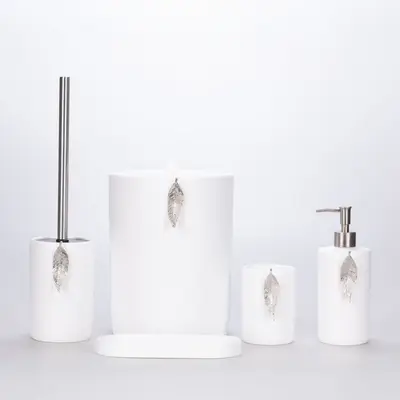 Leaf Banyo Seti Beyaz Gümüş 2