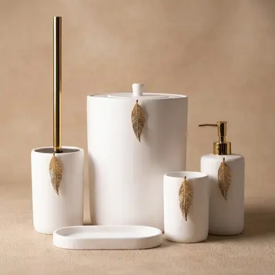 Leaf Banyo Seti Beyaz Altın