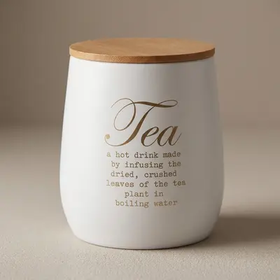 TH Galvaniz Metal Beyaz Tea Saklama Kutusu