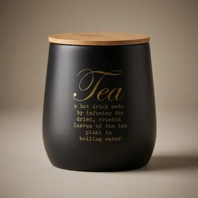 TH Galvaniz Bambu Kapaklı Tea Saklama Kutu