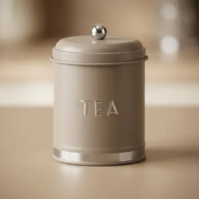 TH Galvaniz Metal Gri Tea Saklama Kutusu
