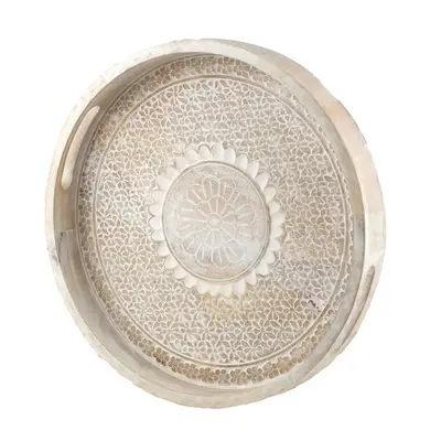 TH Baskılı Natural Yuvarlak Tepsi Küçük 2