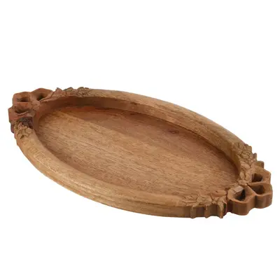 TH Natural Oval Oymalı Tepsi Küçük 2