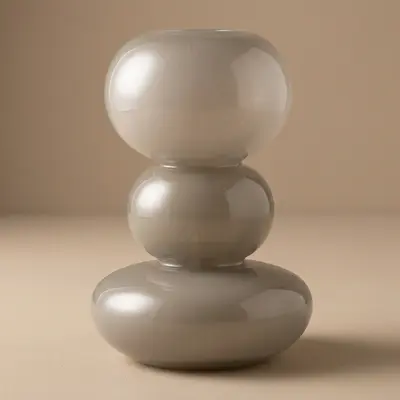 TH Cam Vazo Üç Katmalı Dekoratif Obje Küçük