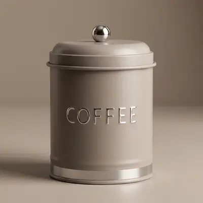 TH Galvaniz Metal Gri Coffee Saklama Kutusu