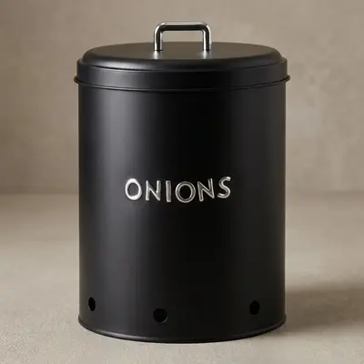 TH Galvaniz Metal Siyah Onıon Kutusu