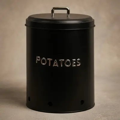 TH Galvaniz Metal Siyah Potato Kutusu