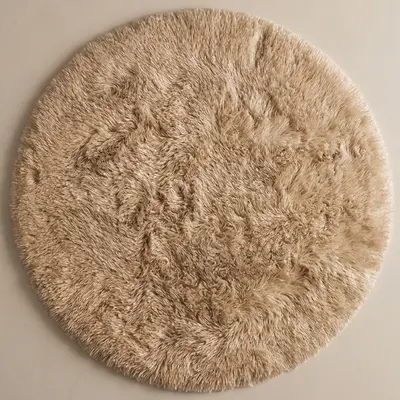 Yuvarlak Tavşan Tüyü Halı Camel 12