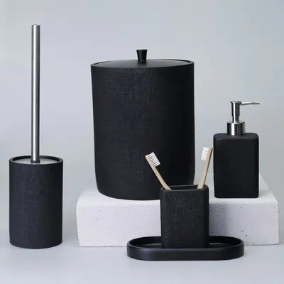 Linen Banyo Seti Siyah 2