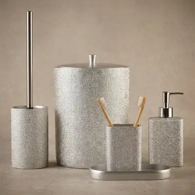 Linen Banyo Seti Gümüş