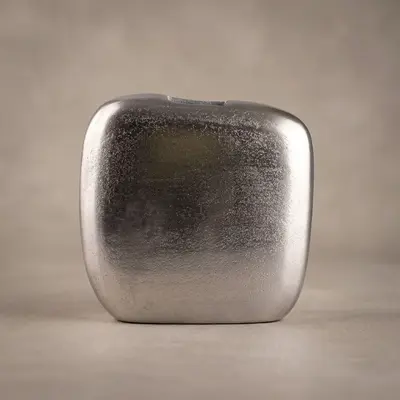 TH Vazo Alu Kare Disk Antik Silver 25x7x23