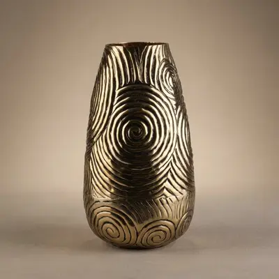 TH Vazo Girdap Pod Antik Gold 16x16x30 Cm