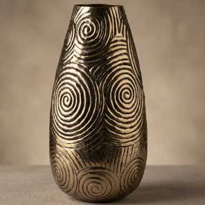 TH Vazo Girdap Pod Antik Gold 20x20x40 Cm