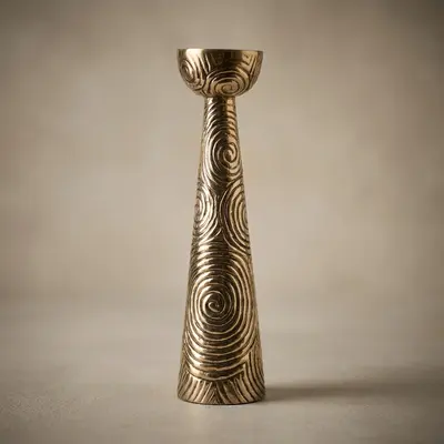 TH Şamdan Girdap Pod Antik Gold 42 Cm