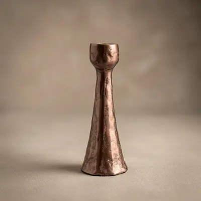 TH Şamdan Koyu Kahverengi Antik Gold -S-
