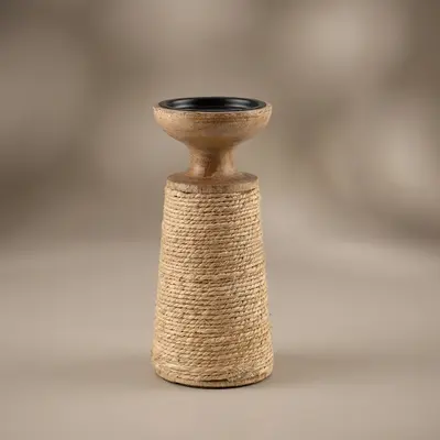 TH Natural Rattan Detaylı Küçük Şamdan