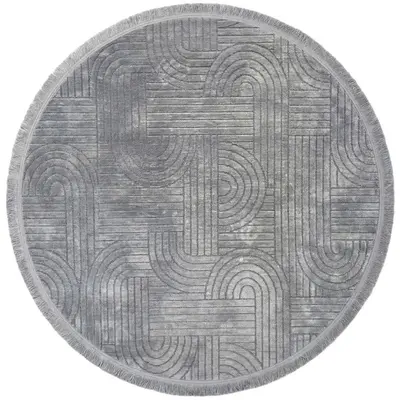 Şönil Sedef Dokuma Halı Gri 120x120 cm 2