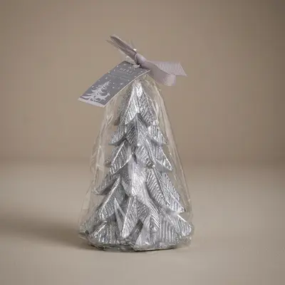 Silver Çam Ağacı Figürlü Mum