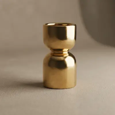 TH Parlak Gold Metal Dekoratif Mumluk 11Cm