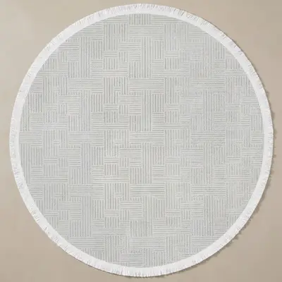 Şönil Dokuma Halı Beyaz 100x100 cm