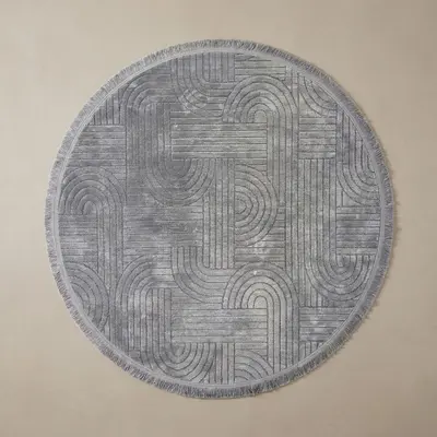 Şönil Sedef Dokuma Halı Gri 120x120 cm
