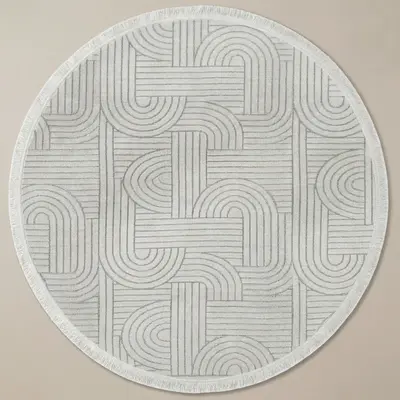Şönil Sedef Dokuma Halı Krem 120x120 cm