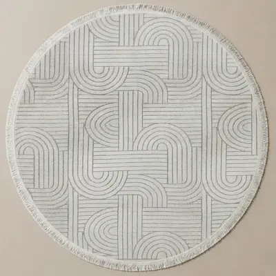 Şönil Sedef Dokuma Halı Krem 100x100 cm