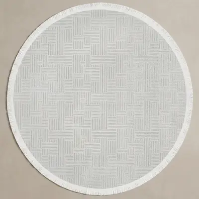 Şönil Dokuma Halı Beyaz 160x160 cm