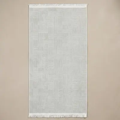 Şönil Dokuma Halı Beyaz 80x300 cm