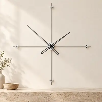 Compass90Silver Dekoratif Duvar Saati