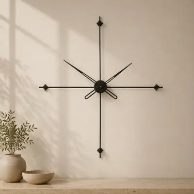 Compass90Siyah Dekoratif Duvar Saati