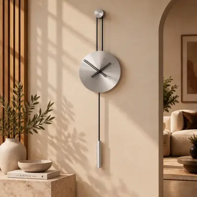 Serenity45Krom Mat Silver Duvar Saati