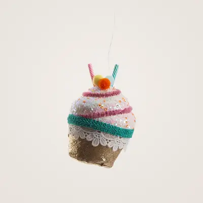 TH Cupcake Figürü Gold Yılbaşı Süsü 11 Cm 2