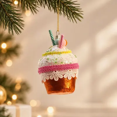 TH Cupcake Figür Turuncu Yılbaşı Süsü 11 Cm