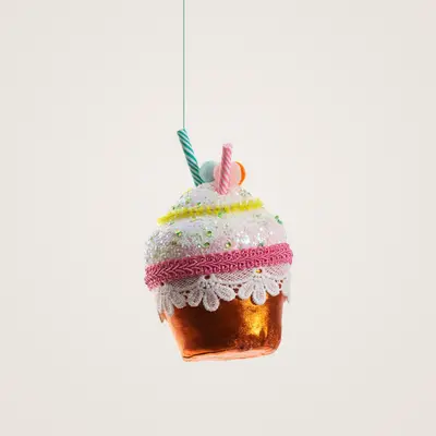 TH Cupcake Figür Turuncu Yılbaşı Süsü 11 Cm 2