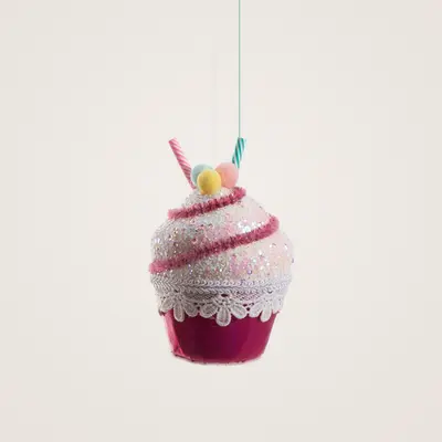 TH Cupcake Figürü Mor Yılbaşı Süsü 11 Cm 2