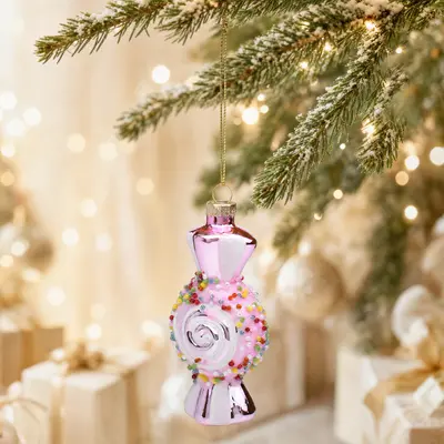 TH Pembe Şeker Figürü Ağaç Süsü