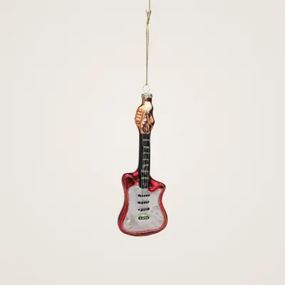 TH Kırmızı Gitar Figürü Ağaç Süsü 2